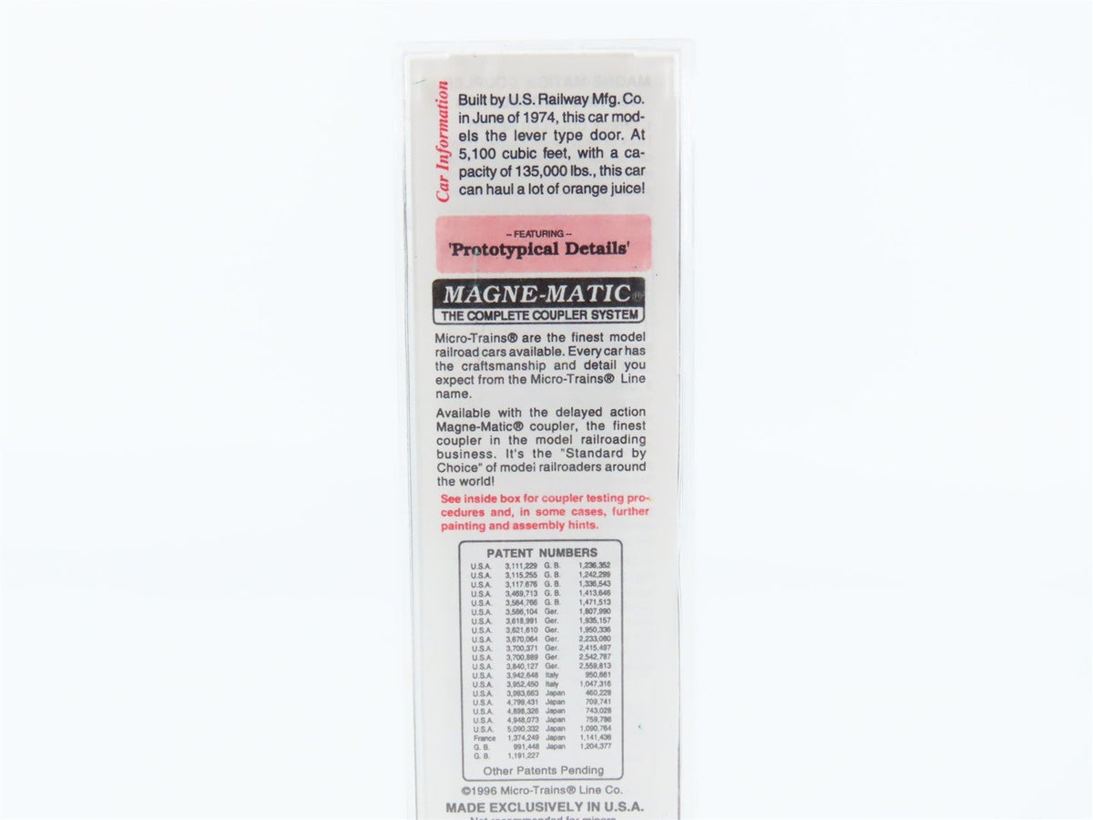 N Scale Micro-Trains MTL #75040 USLX Tropicana 50&#39; Plug Door Box Car #13085
