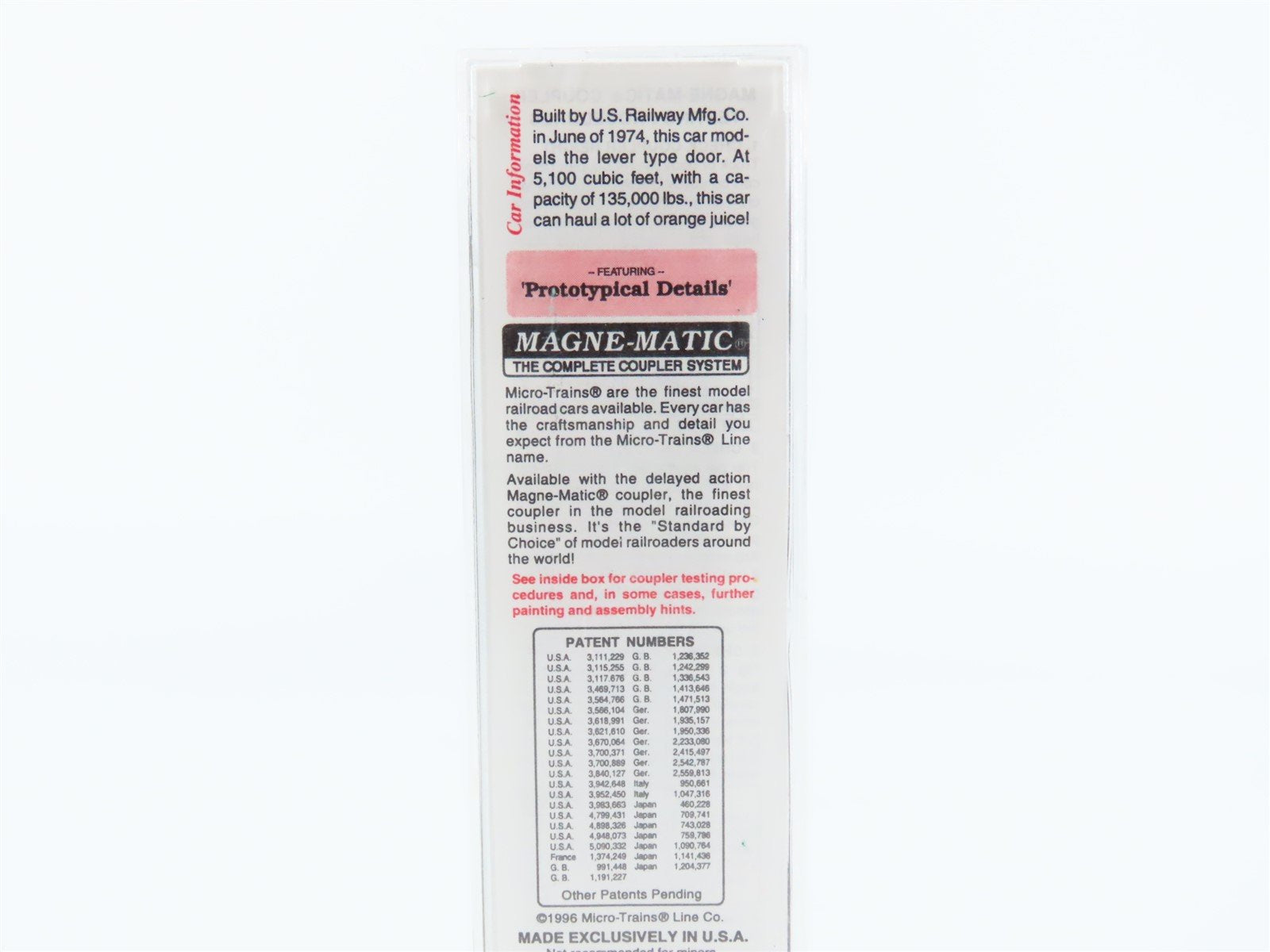 N Scale Micro-Trains MTL #75040 USLX Tropicana 50' Plug Door Box Car #13085