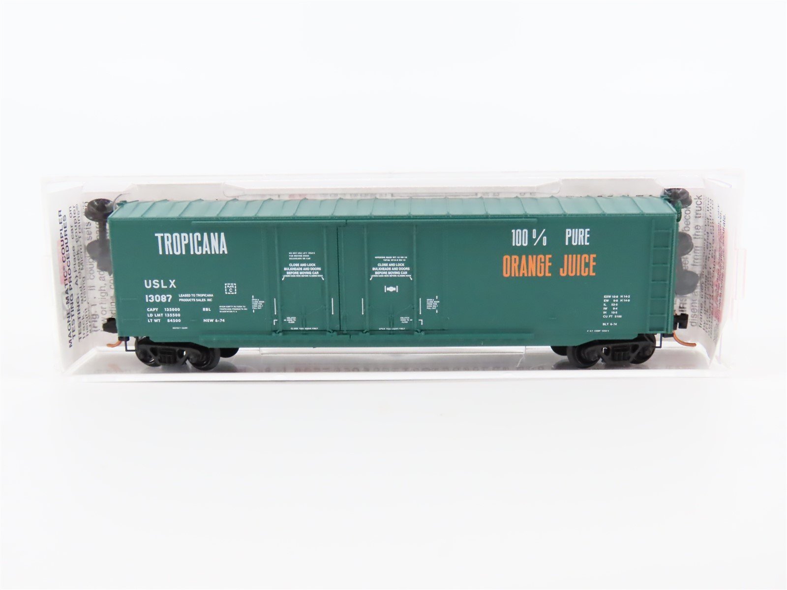N Micro-Trains MTL #75040 USLX Tropicana 50' Double Plug Door Box Car #13087
