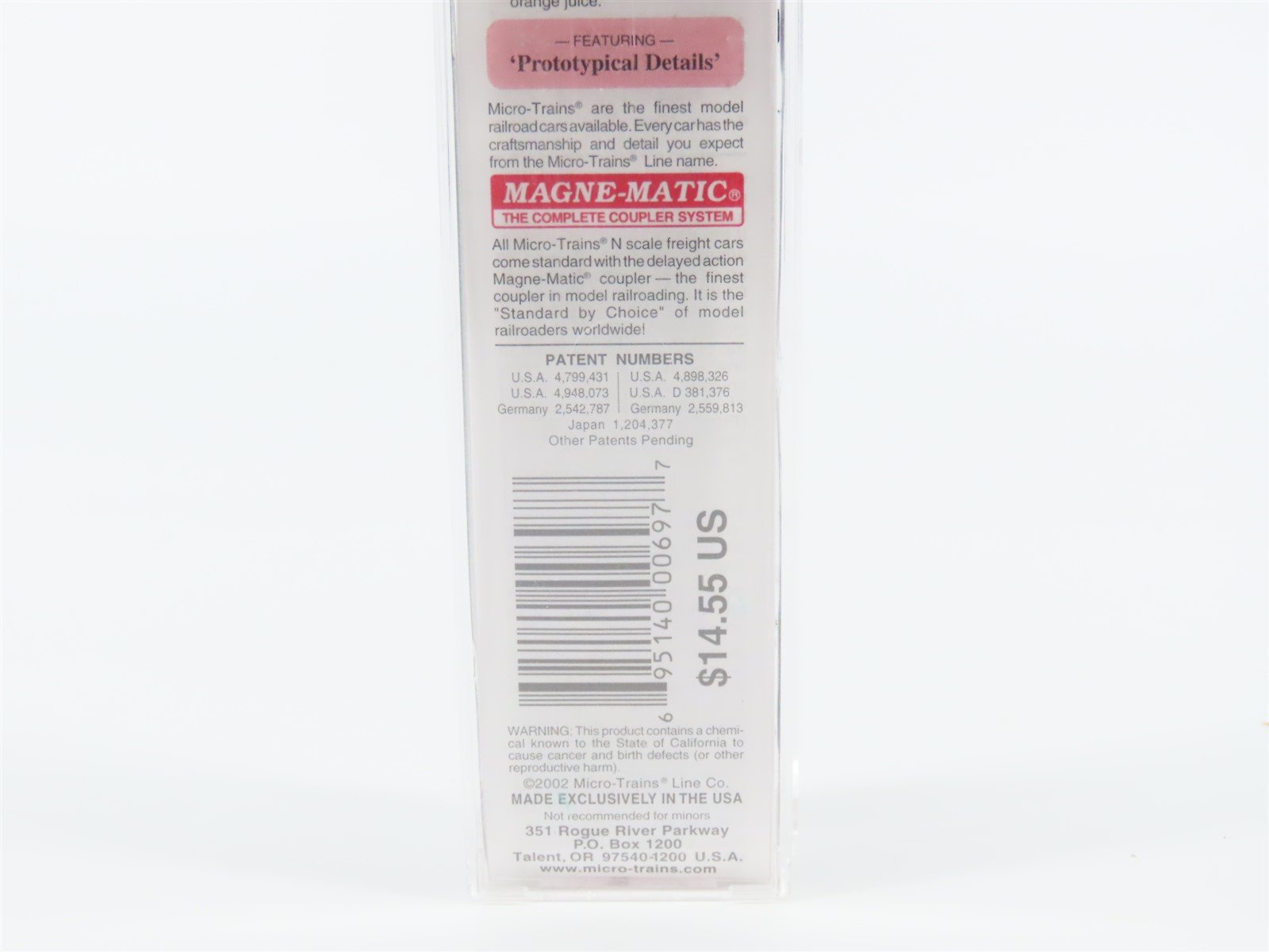 N Micro-Trains MTL #75040 USLX Tropicana 50' Double Plug Door Box Car #13087