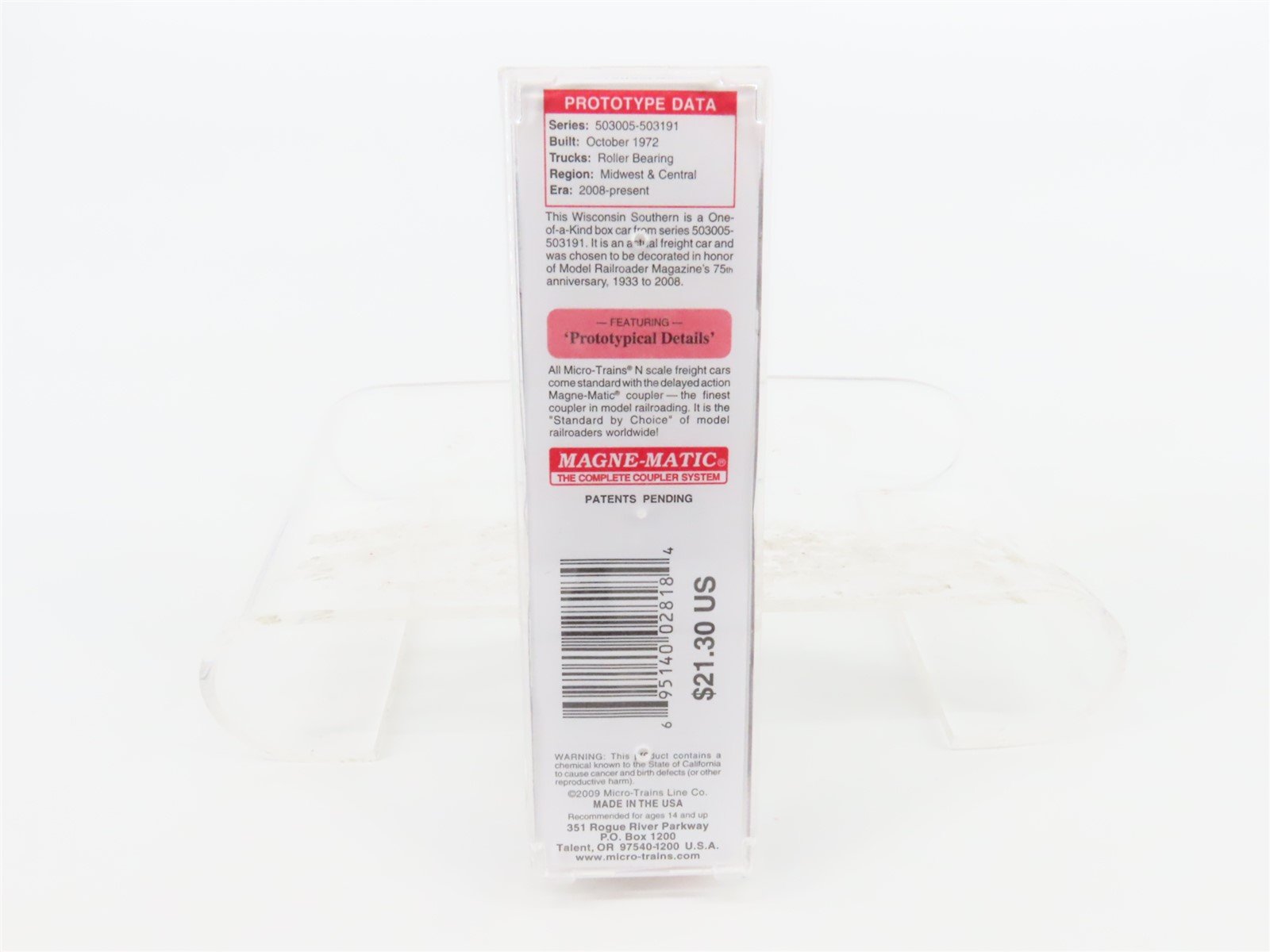 N Scale Micro-Trains MTL 07500160 WSOR Model Railroader 75 Years Box Car #503175