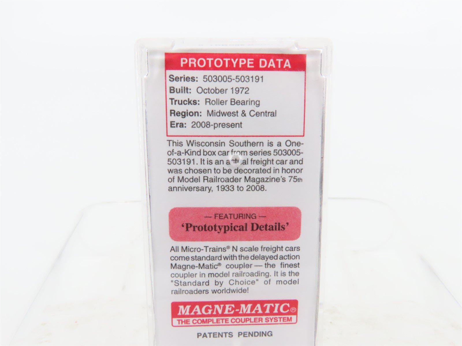 N Scale Micro-Trains MTL 07500160 WSOR Model Railroader 75 Years Box Car #503175