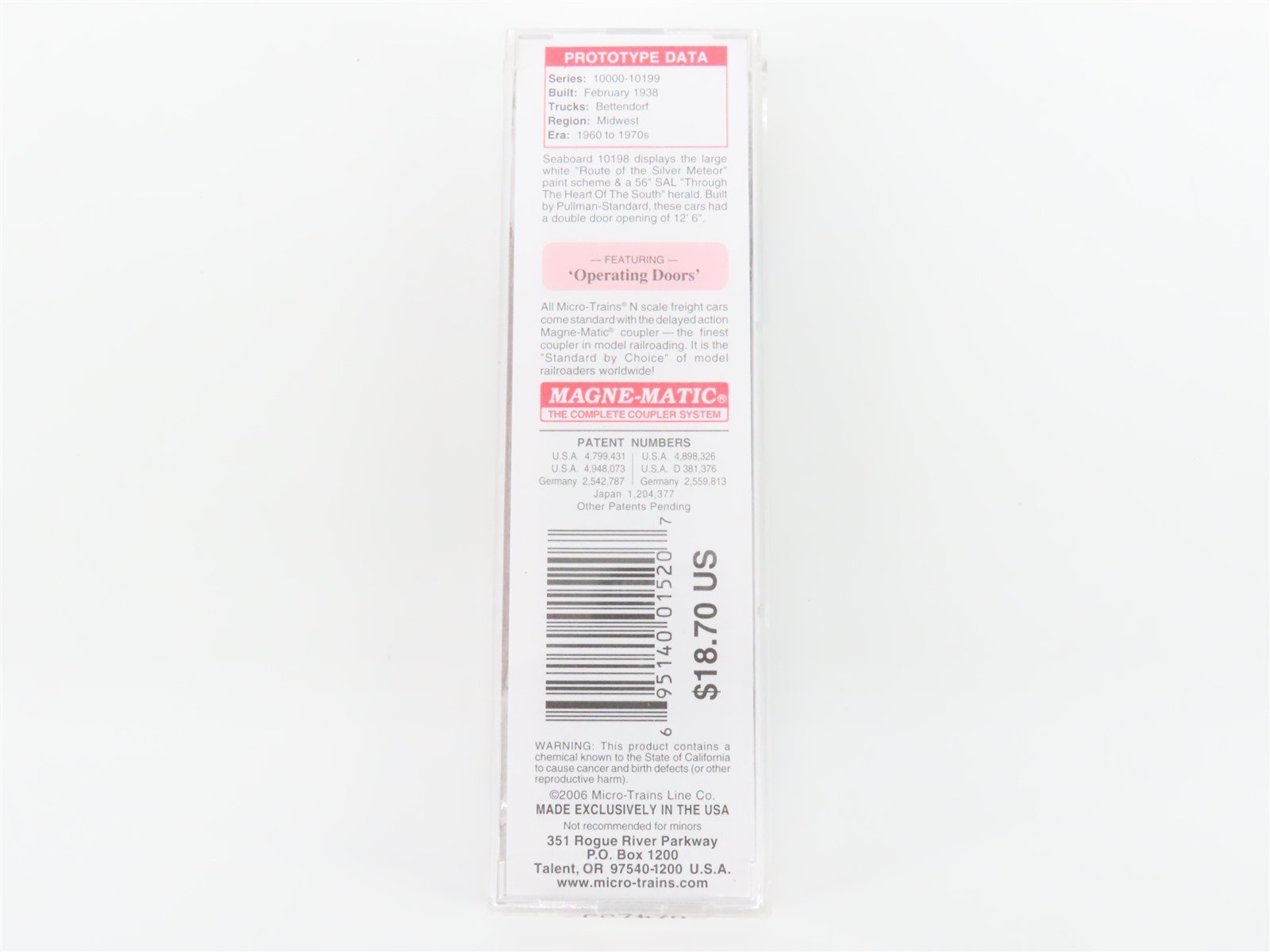 N Scale Micro-Trains MTL 03400330 SAL Seaboard Air Line 50' Box Car #10198