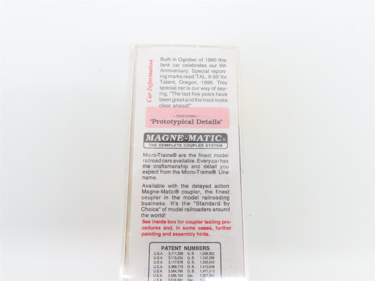 N Scale Micro-Trains MTL 65380 5th Anniversary 39&#39; Single Dome Tank Car #1995