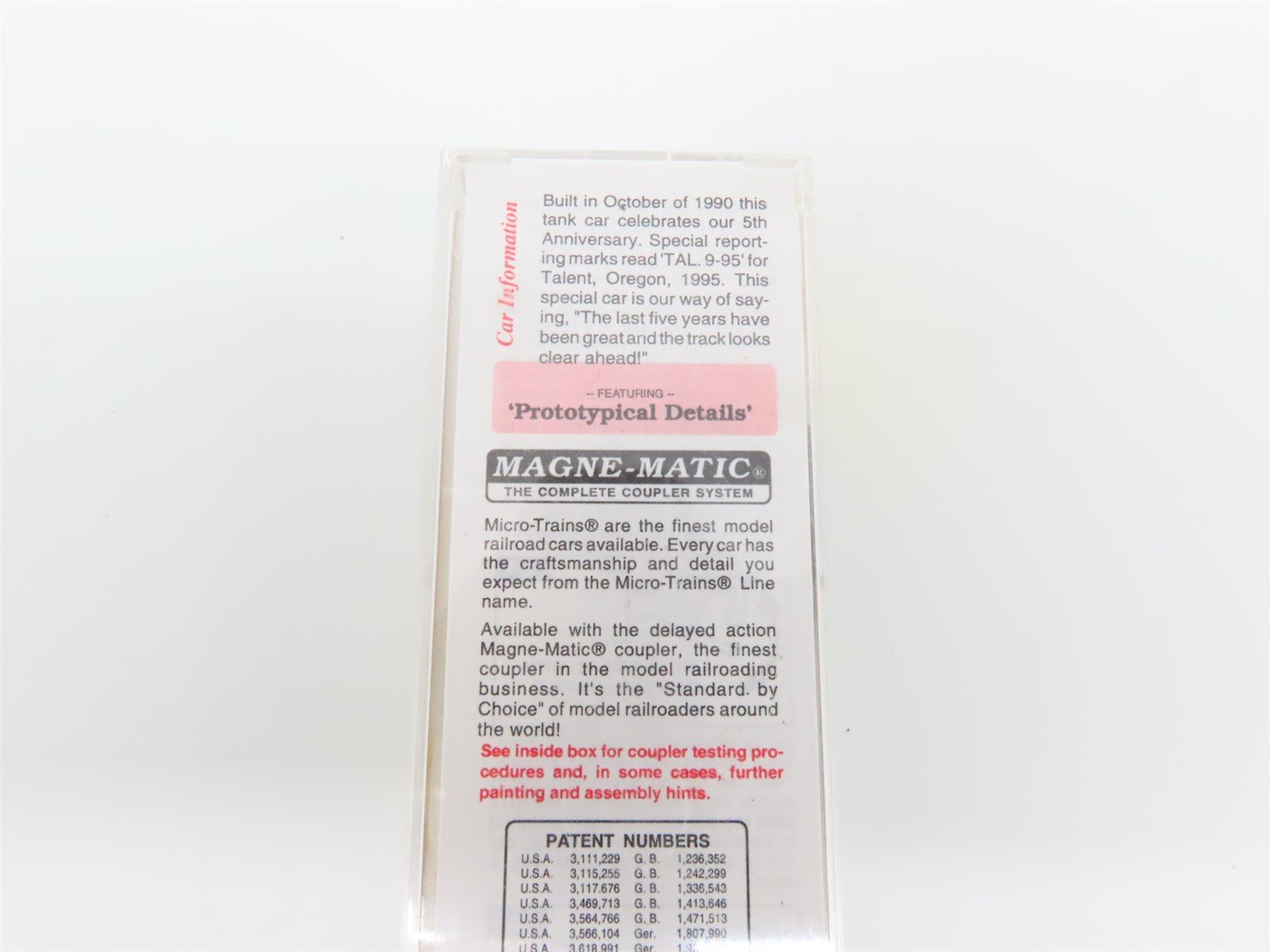 N Scale Micro-Trains MTL 65380 5th Anniversary 39' Single Dome Tank Car #1995