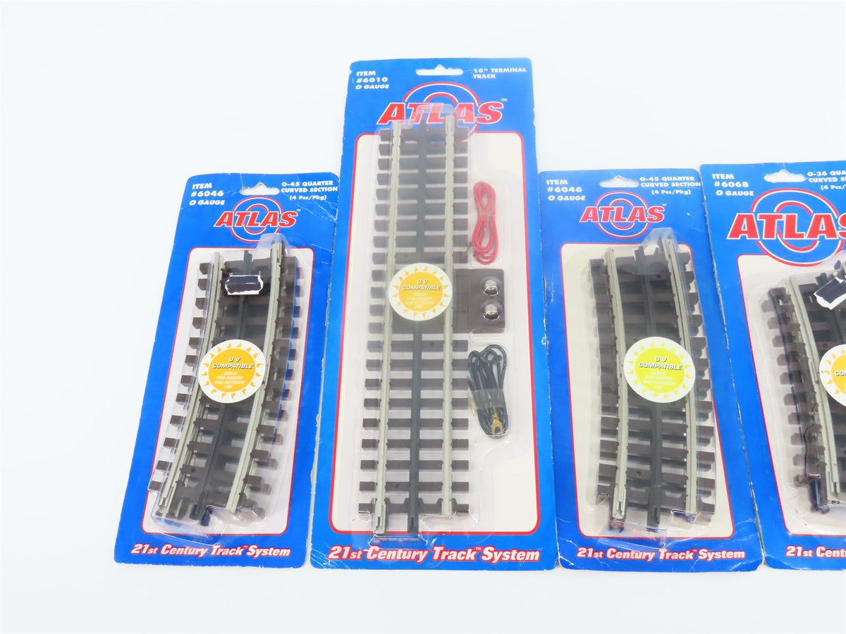 Lot of 4 O Gauge 3-Rail Atlas 6046, 6068 &amp; 6010 Straight Terminal &amp; Curved Track