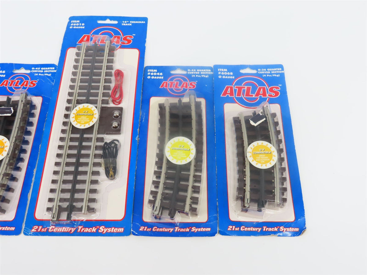 Lot of 4 O Gauge 3-Rail Atlas 6046, 6068 &amp; 6010 Straight Terminal &amp; Curved Track