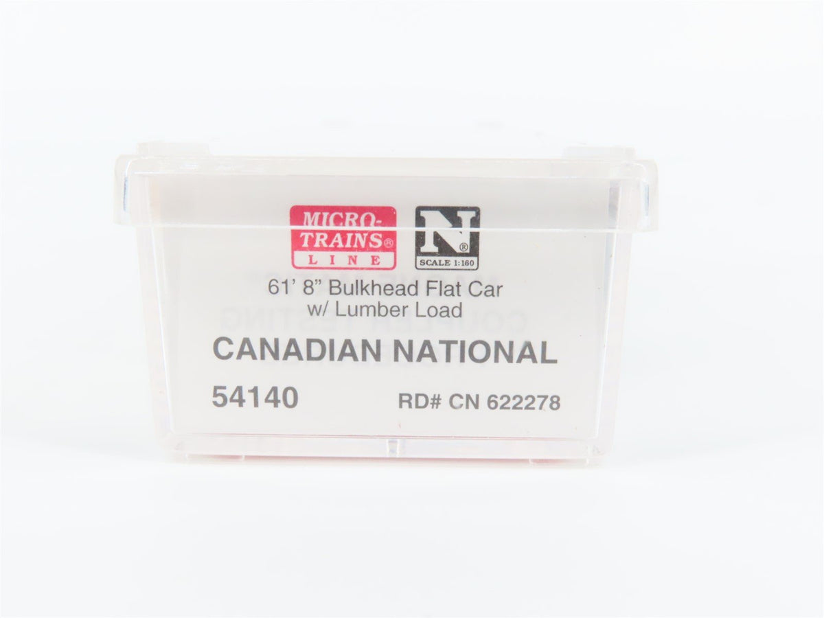 N Micro-Trains MTL 54140 CN Canadian National Bulkhead Flat Car #622278 w/ Load