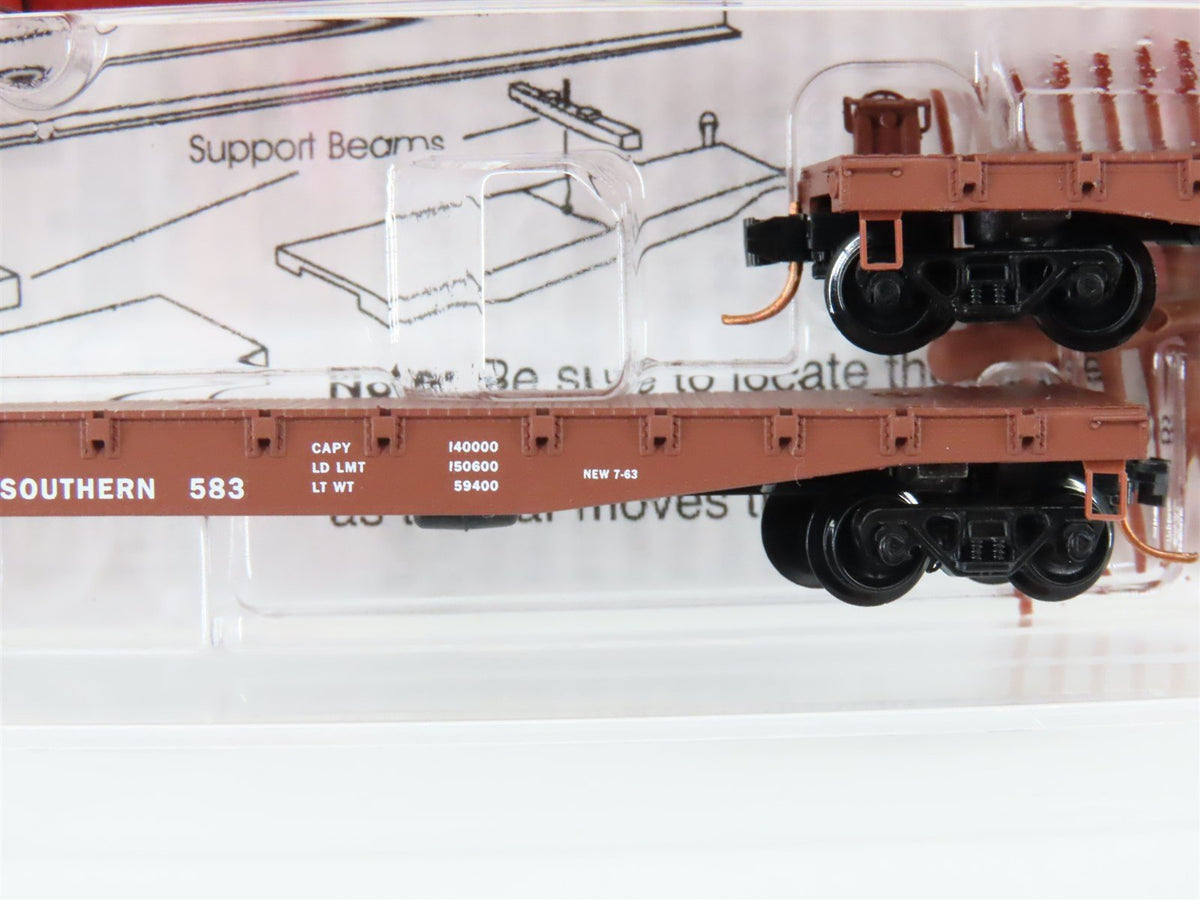 N Scale Micro-Trains MTL 04500290 KCS Railway 50&#39; Flat Car 2-Pack w/Beam Load