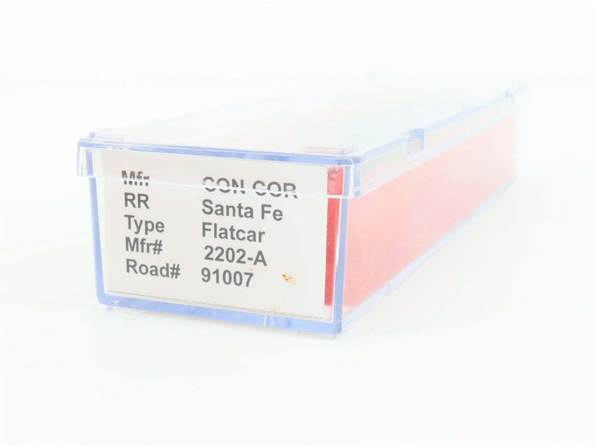 N Scale Con-Cor 2202-A ATSF Santa Fe Flatcar #91007