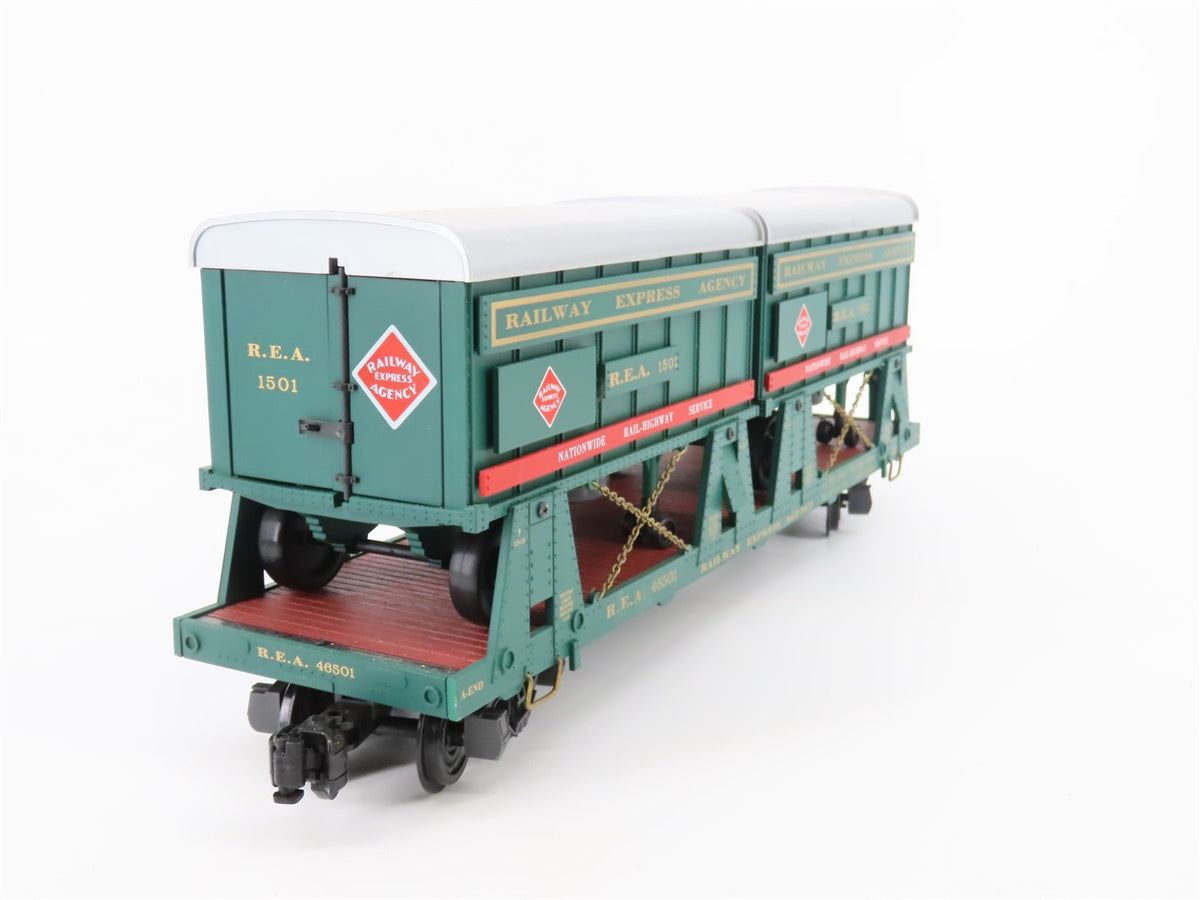 G Scale Railway Express Agency REA-46501 Piggyback Flatcar #46501 w/ Trailers