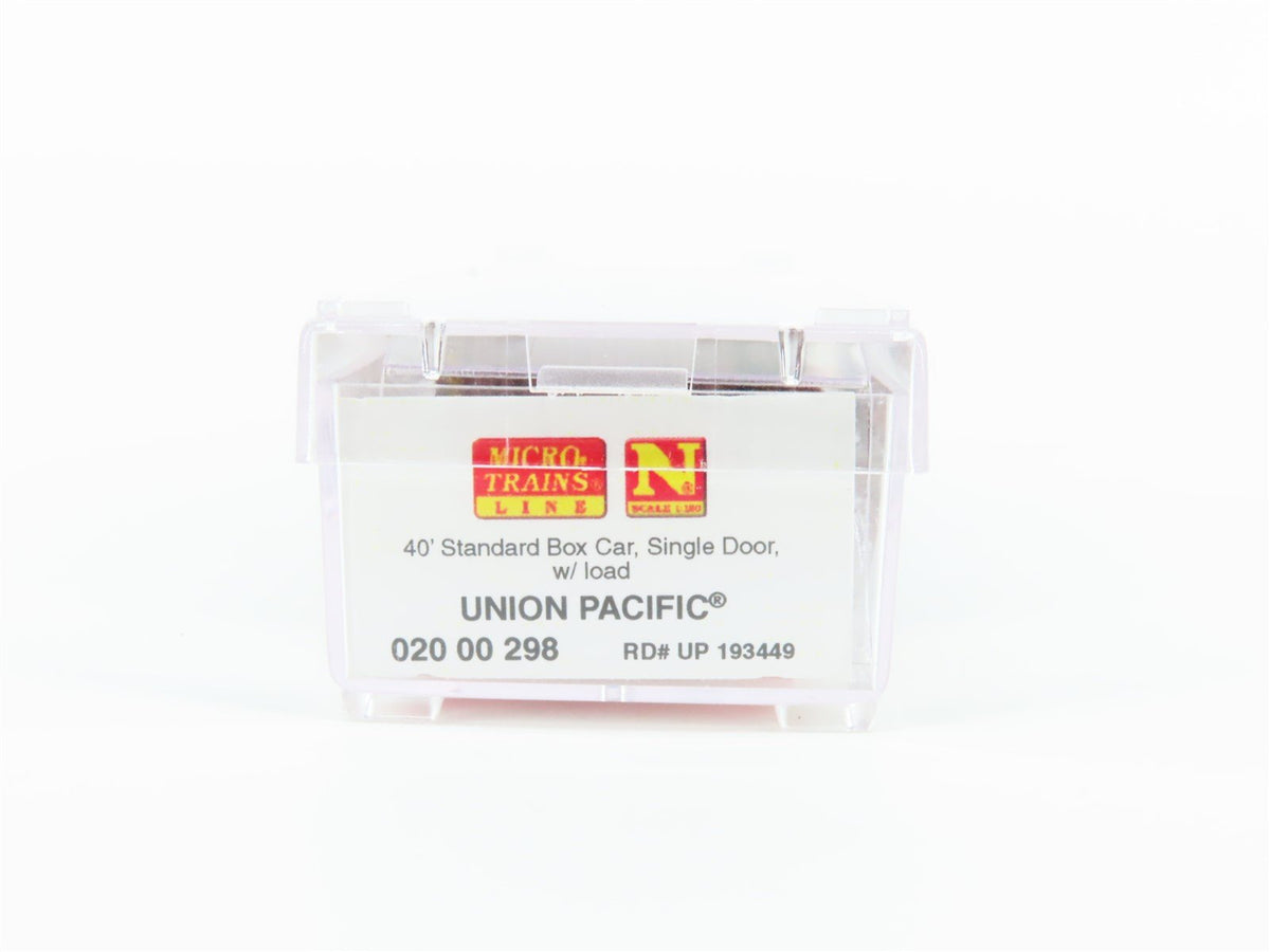 N Scale Micro-Trains MTL 02000298 UP Union Pacific 40&#39; Box Car w/ Load #193449