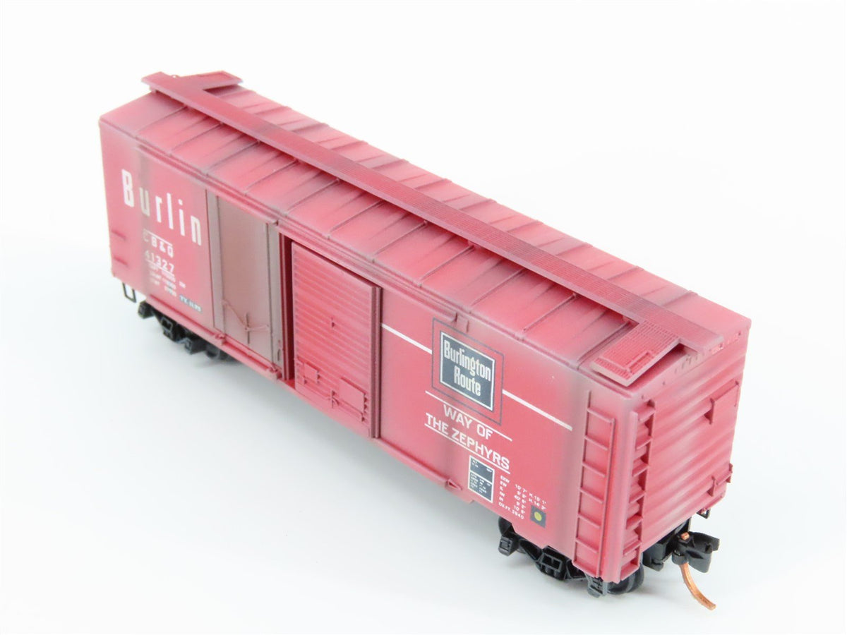 N Micro-Trains MTL 02244130 CB&amp;Q Burlington Route 40&#39; Box Car #41327 Weathered