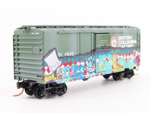 N Micro-Trains MTL 02244080 BCOL British Columbia 40' Box Car #4949 w/ Graffiti
