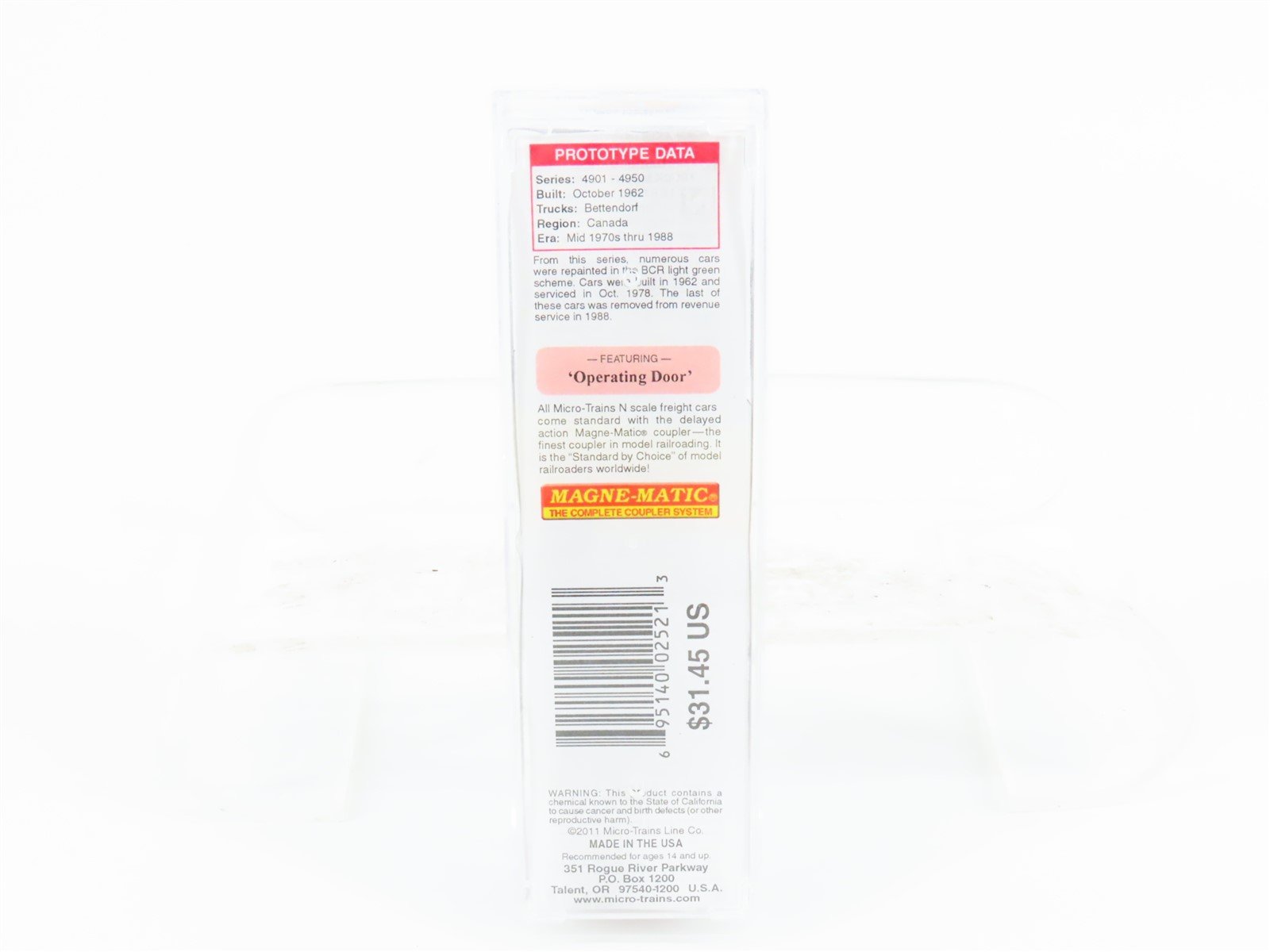 N Micro-Trains MTL 02244080 BCOL British Columbia 40' Box Car #4949 w/ Graffiti