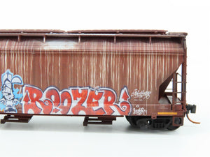 N Scale Micro-Trains MTL 09453580 ATSF Santa Fe 3-Bay Hopper #315014 w/ Graffiti