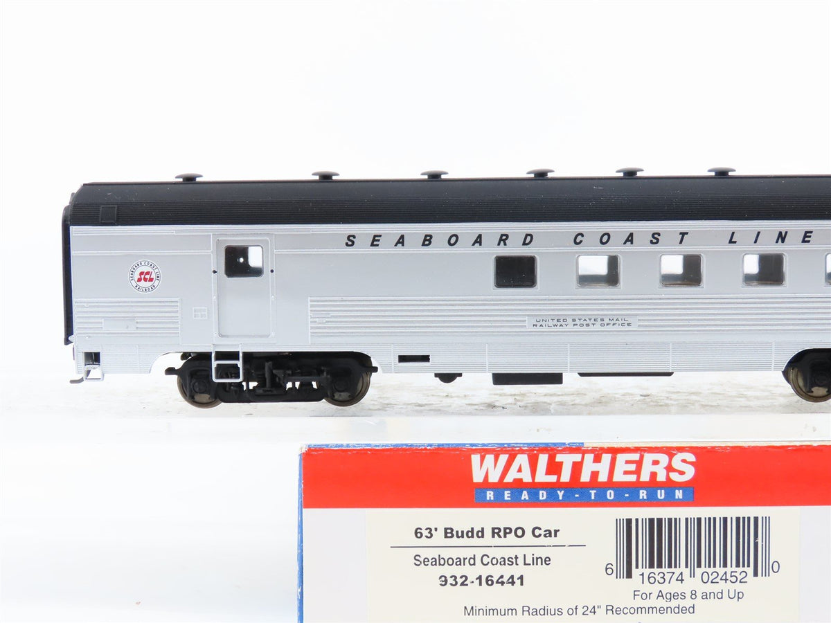 HO Scale Walthers 932-16441 SCL Seaboard Coast Line 63&#39; Budd RPO Passenger Car