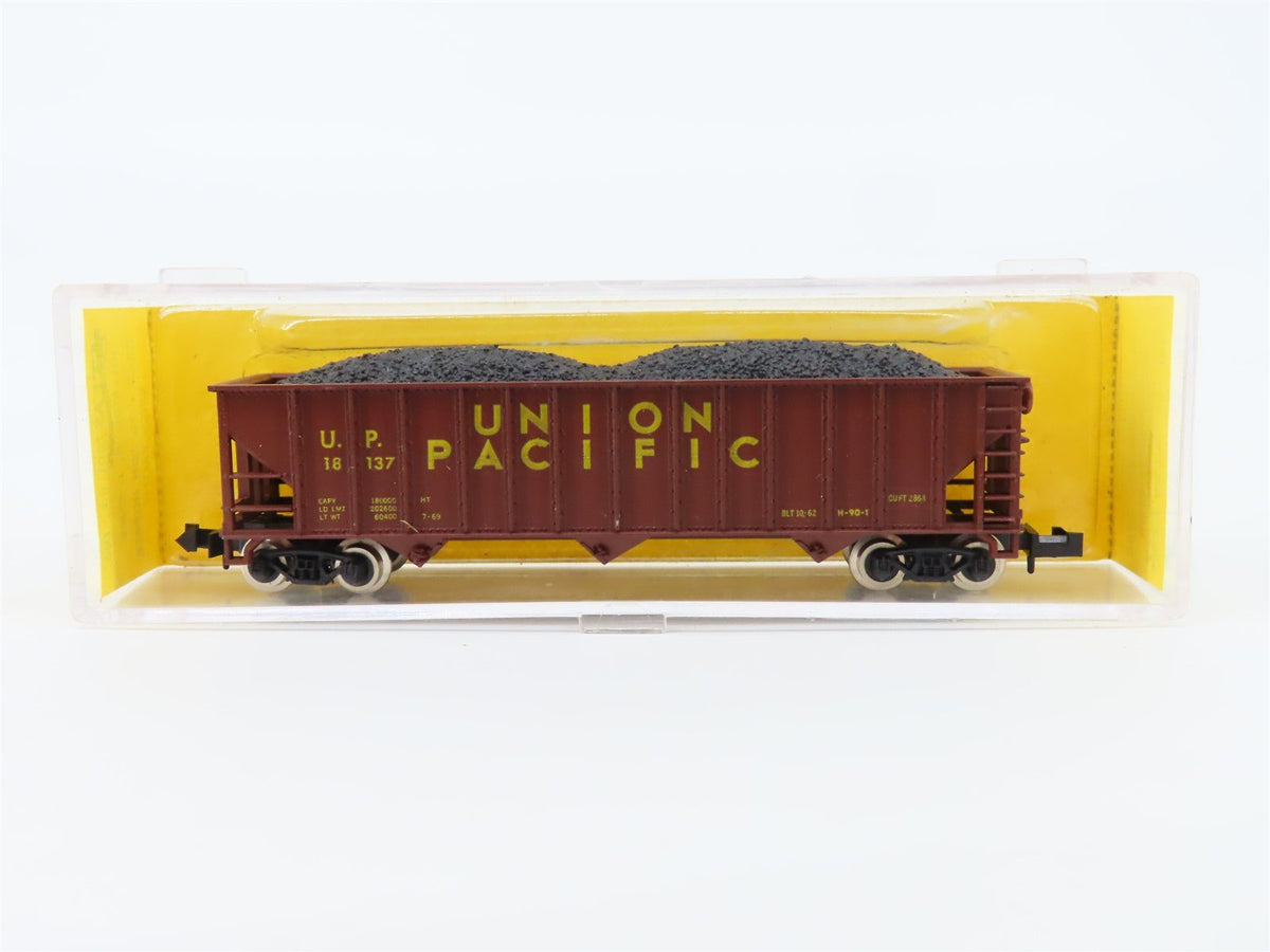 N Scale Atlas 3263 UP Union Pacific 3-Bay Hopper #18137 w/ Coal Load