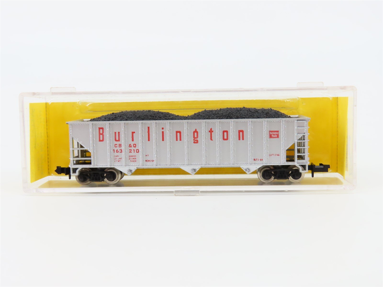 N Scale Atlas 3261 CB&Q Burlington Route 3-Bay Hopper #16321 w/ Coal Load