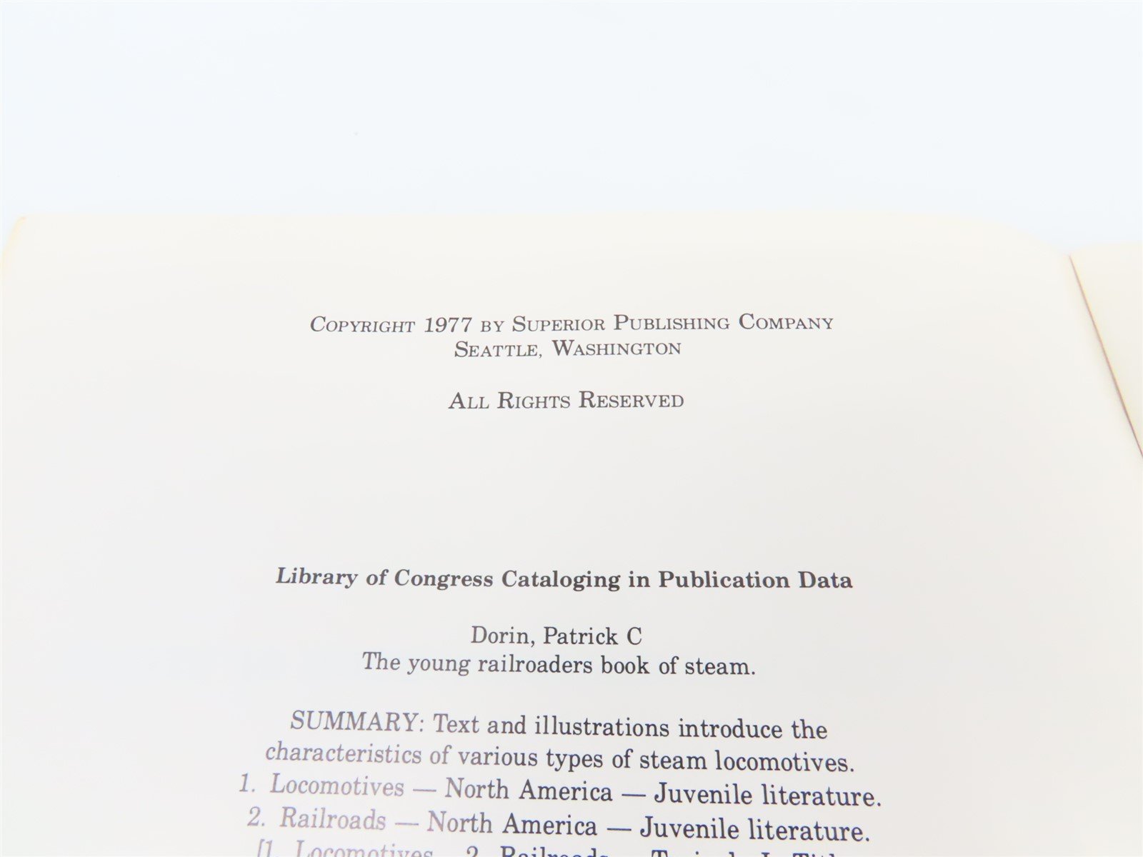 The Young Railroaders Book Of Steam By Patrick Dorin ©1977 SC Book