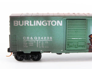 N Micro-Trains MTL 02444310 CB&Q Burlington Route Box Car #34236 w/ Graffiti