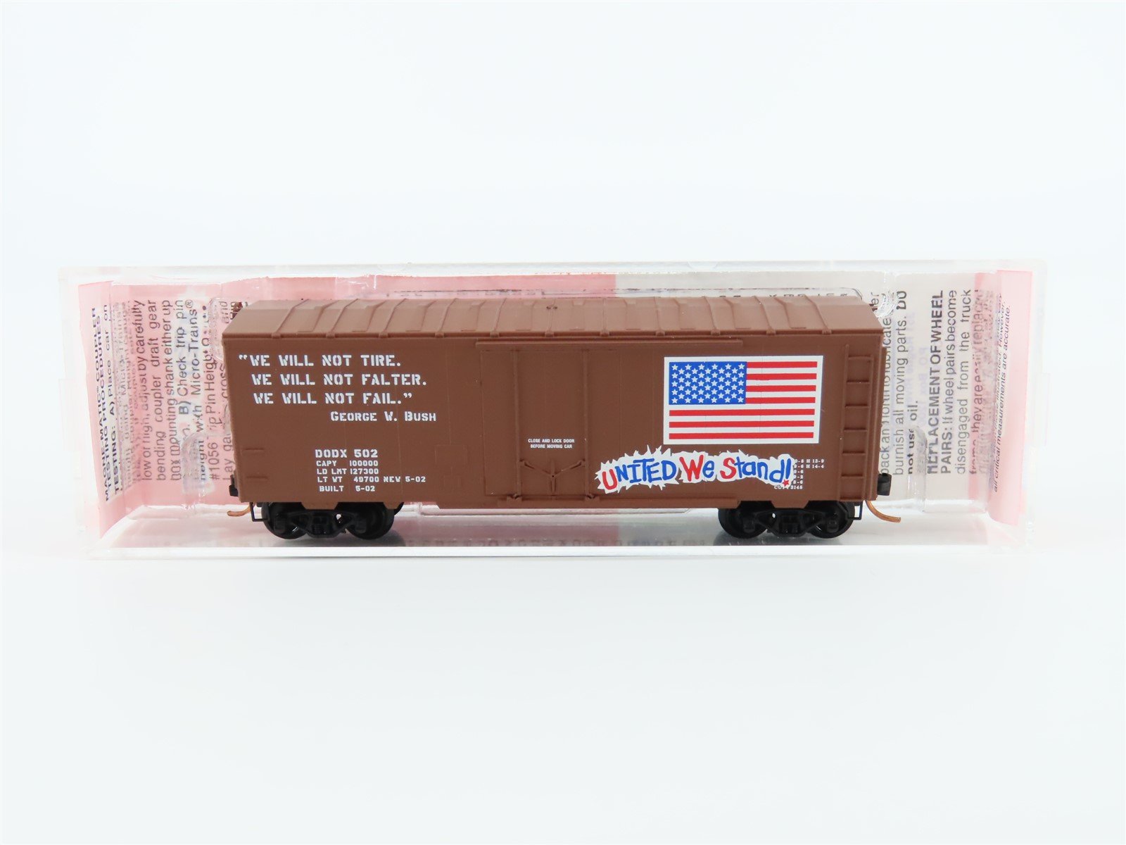 N Micro-Trains MTL NSC 4-02 DODX " United We Stand" 40' Box Car #502 w/ Graffiti