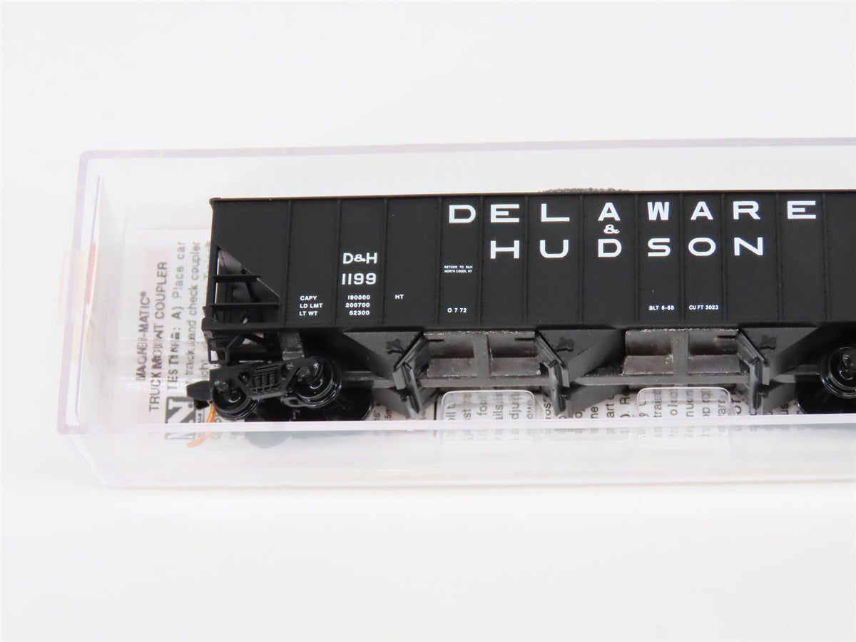 N Micro-Trains MTL #10800220 D&amp;H Delaware &amp; Hudson 3-Bay Hopper #1199 w/ Load