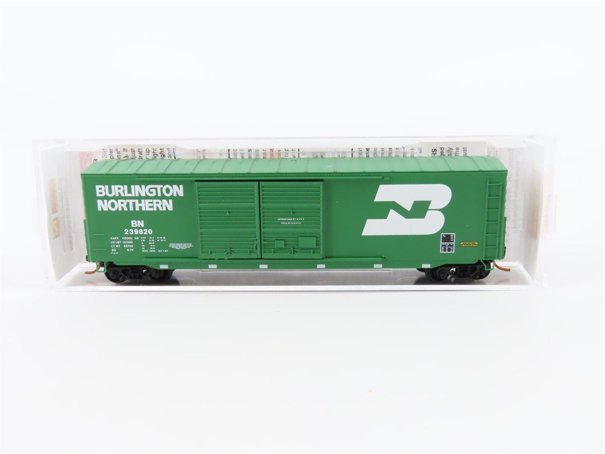 N Micro-Trains MTL #03700060 BN Burlington Northern 50&#39; Box Car #239820 w/ Load