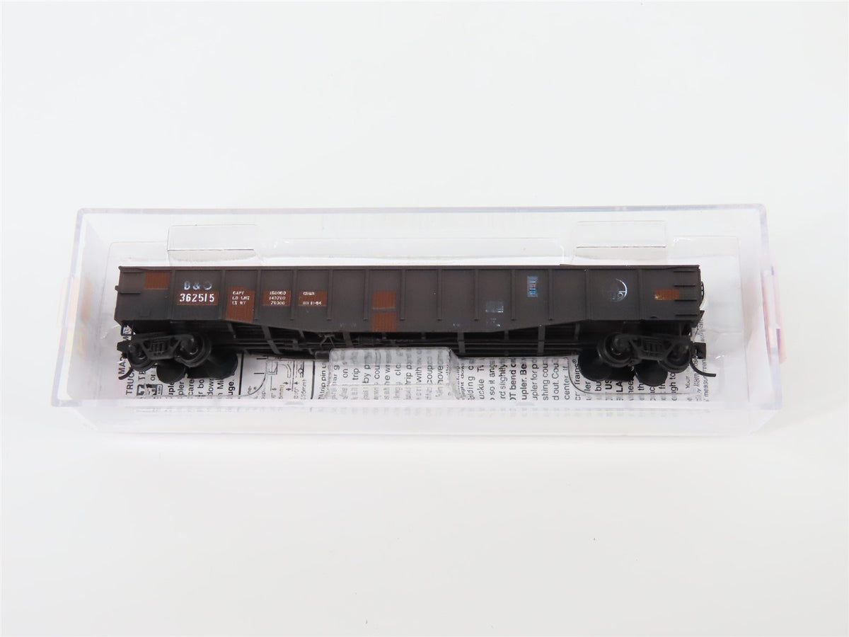 N Micro-Trains MTL 10552390 B&amp;O Baltimore &amp; Ohio 50&#39; Gondola #362515 Weathered