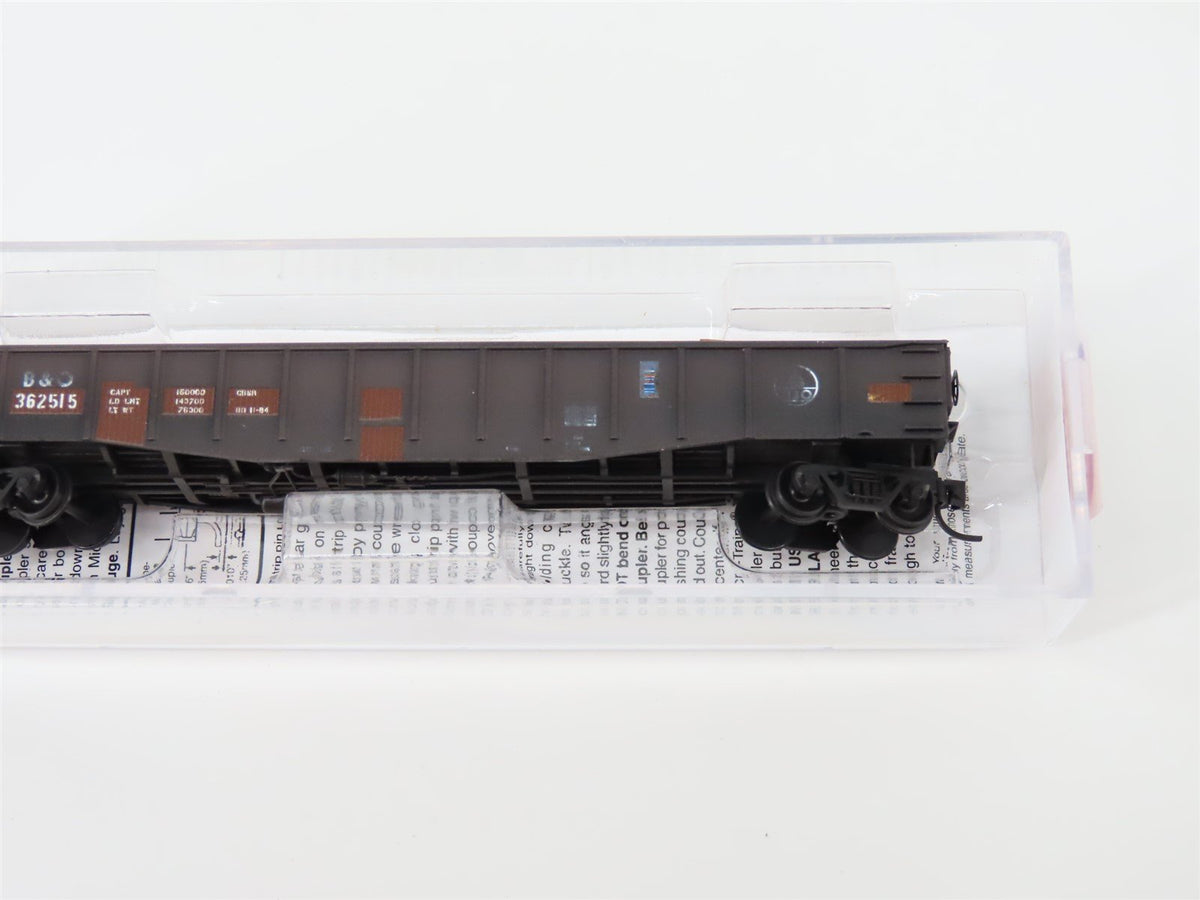 N Micro-Trains MTL 10552390 B&amp;O Baltimore &amp; Ohio 50&#39; Gondola #362515 Weathered