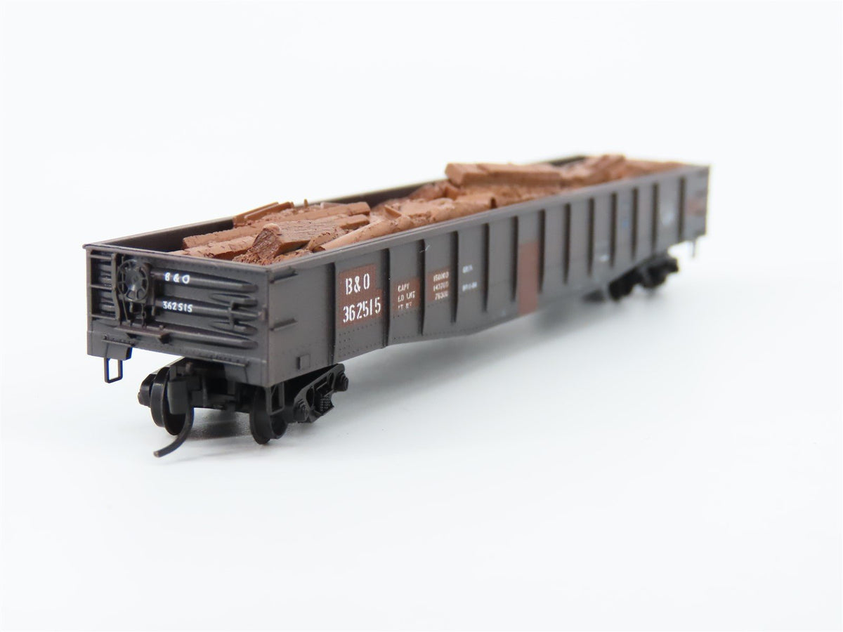 N Micro-Trains MTL 10552390 B&amp;O Baltimore &amp; Ohio 50&#39; Gondola #362515 Weathered