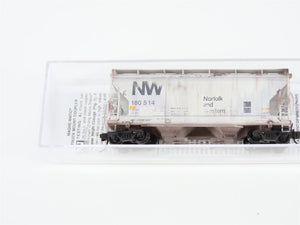 N Micro-Trains MTL 09247051 NW Norfolk & Western 2-Bay Hopper 180514 W/ Graffiti