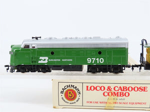 HO Scale Bachmann BN Burlington Northern F7A Diesel Locomotive #9710 w/ Caboose