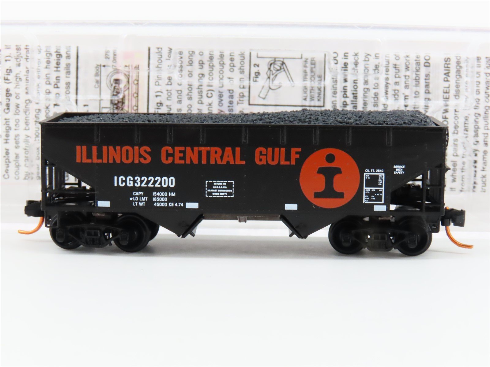 N Scale Micro-Trains MTL 05500140 ICG Illinois Central Gulf 2-Bay Hopper w/ Load