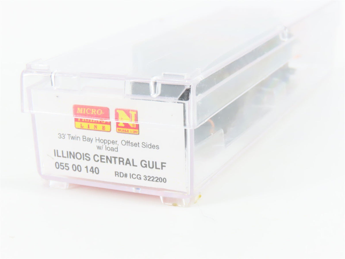 N Scale Micro-Trains MTL 05500140 ICG Illinois Central Gulf 2-Bay Hopper w/ Load