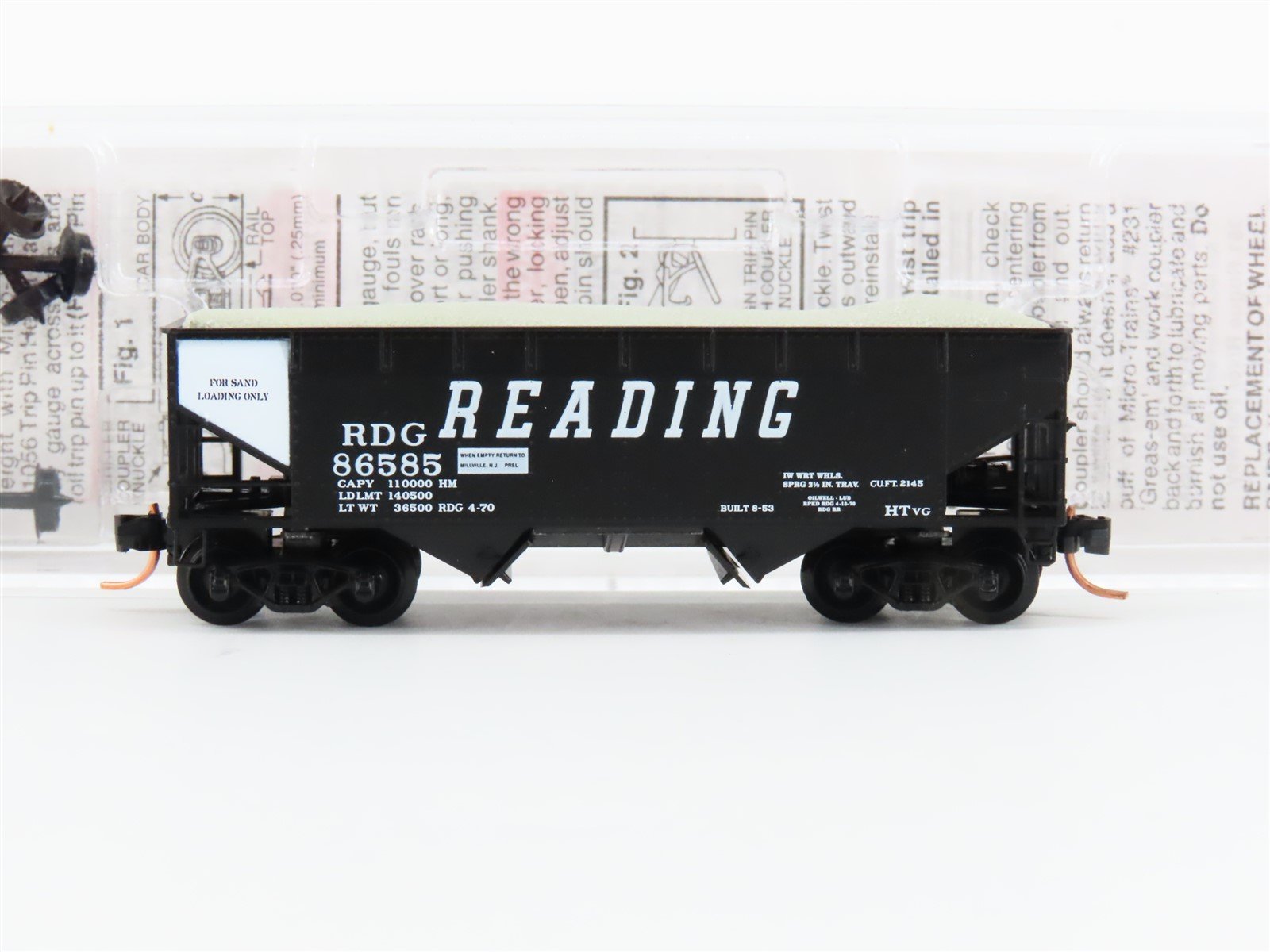 N Scale Micro-Trains MTL 55490 RDG Reading 2-Bay Hopper w/ Load #86585