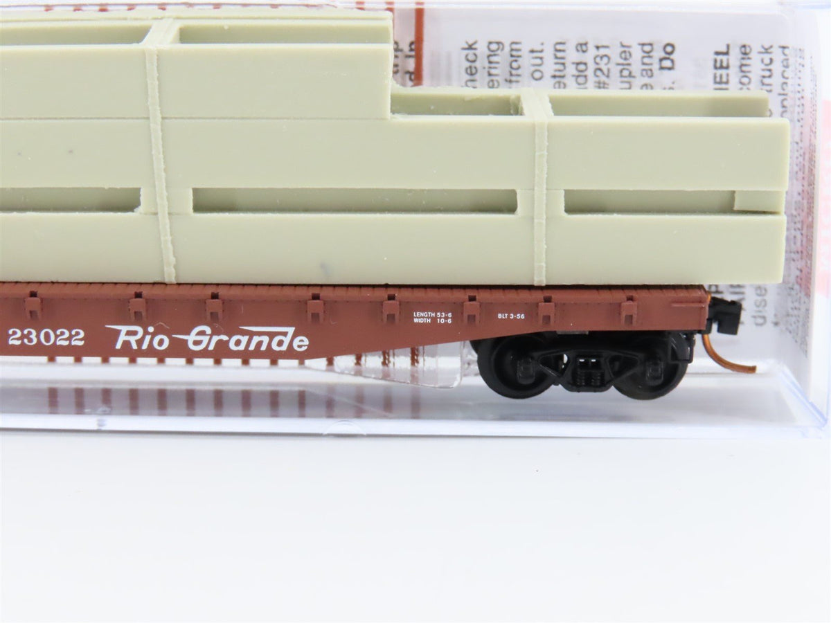 N Scale Micro-Trains MTL 04500060 D&amp;RGW Rio Grande 50&#39; Flat Car #23022 w/ Load