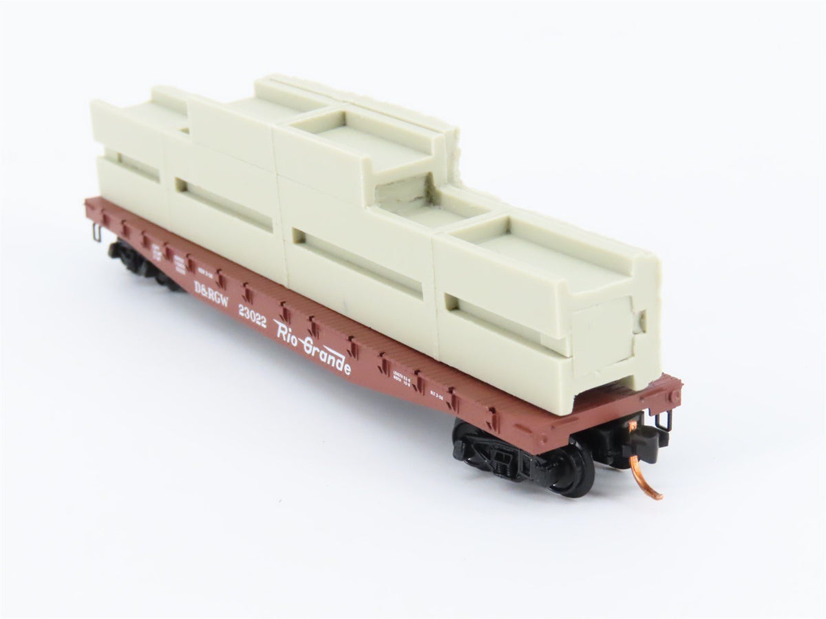 N Scale Micro-Trains MTL 04500060 D&amp;RGW Rio Grande 50&#39; Flat Car #23022 w/ Load