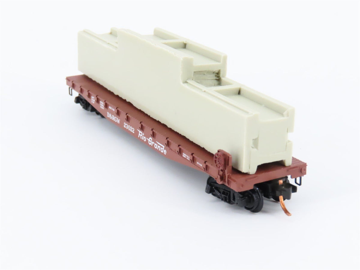 N Scale Micro-Trains MTL 04500060 D&amp;RGW Rio Grande 50&#39; Flat Car #23022 w/ Load