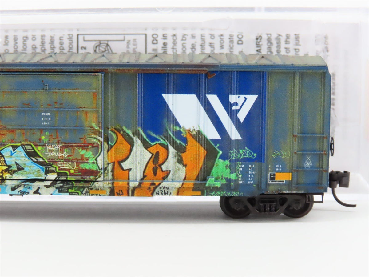 N Micro-Trains MTL 02552620 MRL Montana Rail Link 50&#39; Box Car #21104 w/ Graffiti