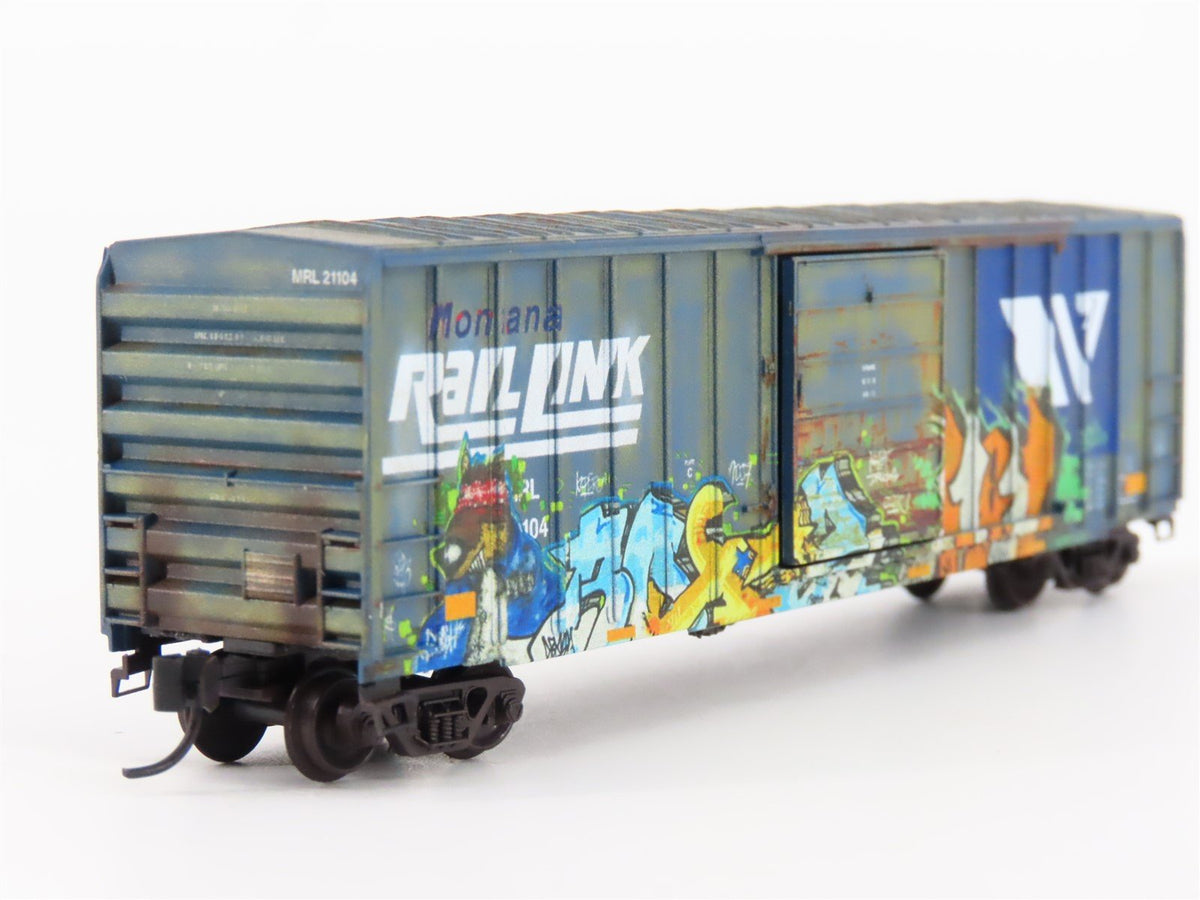 N Micro-Trains MTL 02552620 MRL Montana Rail Link 50&#39; Box Car #21104 w/ Graffiti