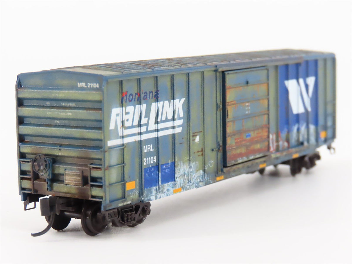 N Micro-Trains MTL 02552620 MRL Montana Rail Link 50&#39; Box Car #21104 w/ Graffiti