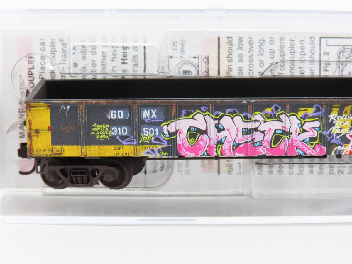 N Scale Micro-Trains MTL 10551790 GONX Railgon 50&#39; Gondola #310510 w/ Graffiti
