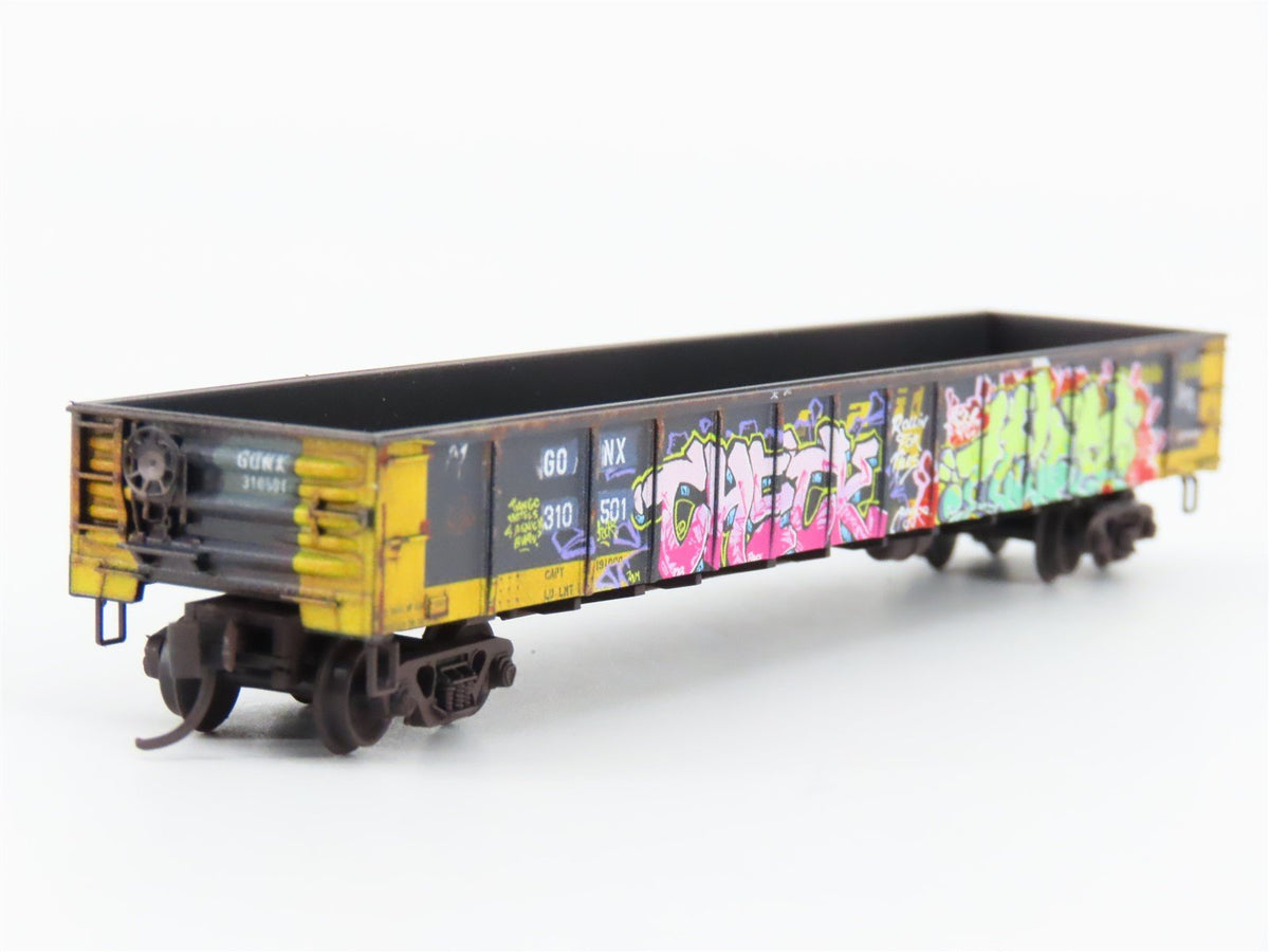 N Scale Micro-Trains MTL 10551790 GONX Railgon 50&#39; Gondola #310510 w/ Graffiti
