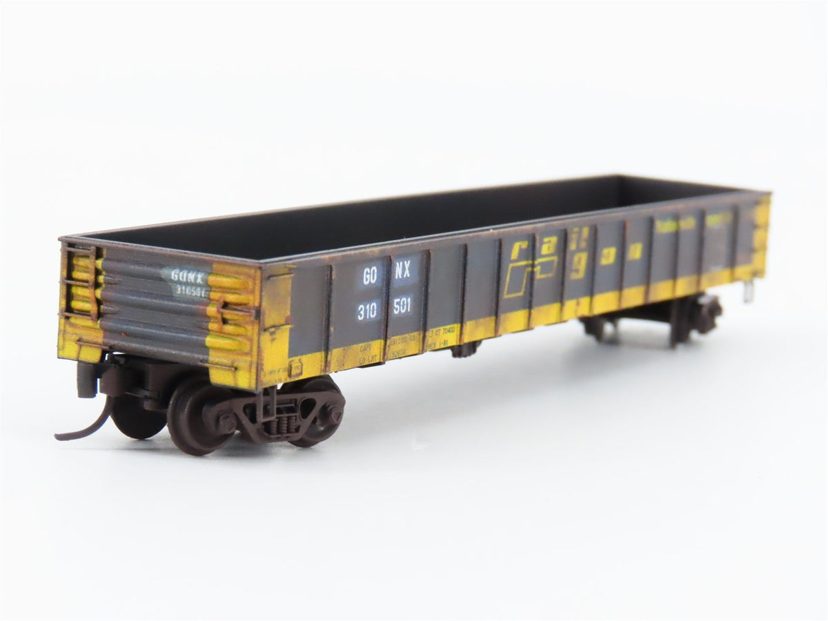 N Scale Micro-Trains MTL 10551790 GONX Railgon 50&#39; Gondola #310510 w/ Graffiti