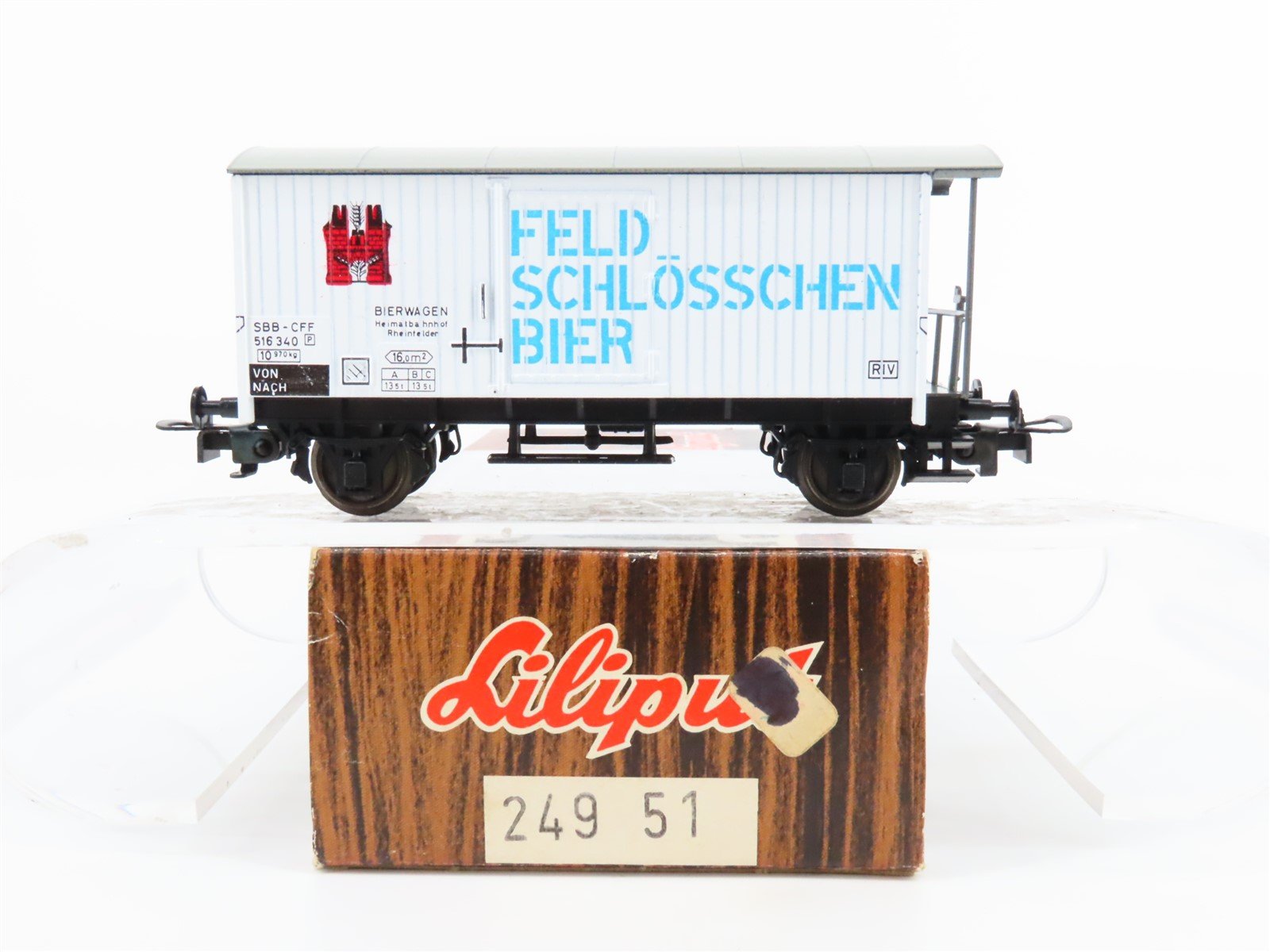 HO Scale Liliput 24951 SBB-CFF Swiss Feldschlösschen Beer Car #516 340P