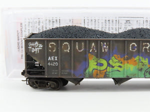 N Scale Micro-Trains MTL 10844510 AEX Squaw Creek 3-Bay Hopper #4420 w/ Graffiti