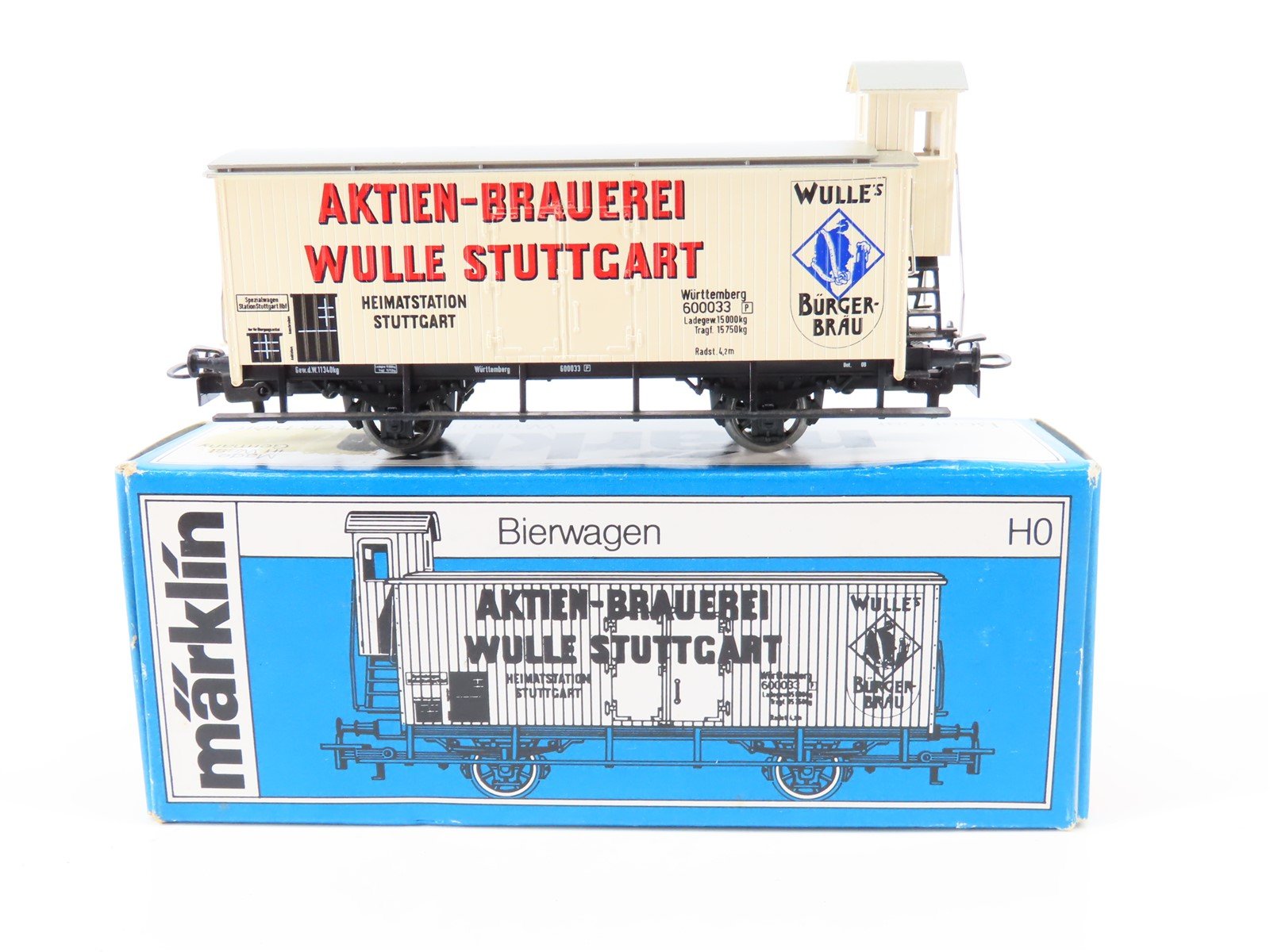 HO Marklin Hamo 8478 K.W.St.E. Wulle's Bürger-Bräu Beer Car #600033P