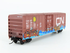 N Micro-Trains MTL 02752460 CN Canadian National 50' Box Car #413490 w/ Graffiti