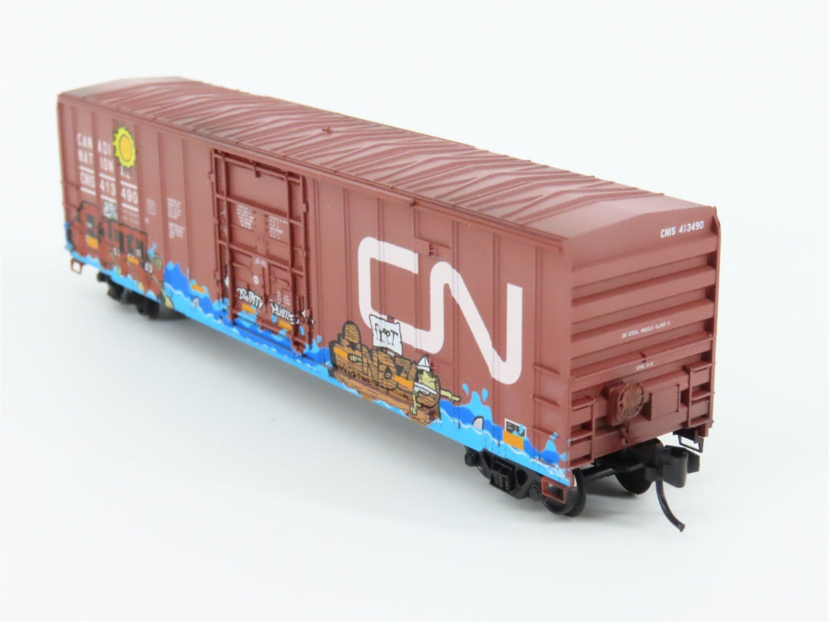 N Micro-Trains MTL 02752460 CN Canadian National 50&#39; Box Car #413490 w/ Graffiti